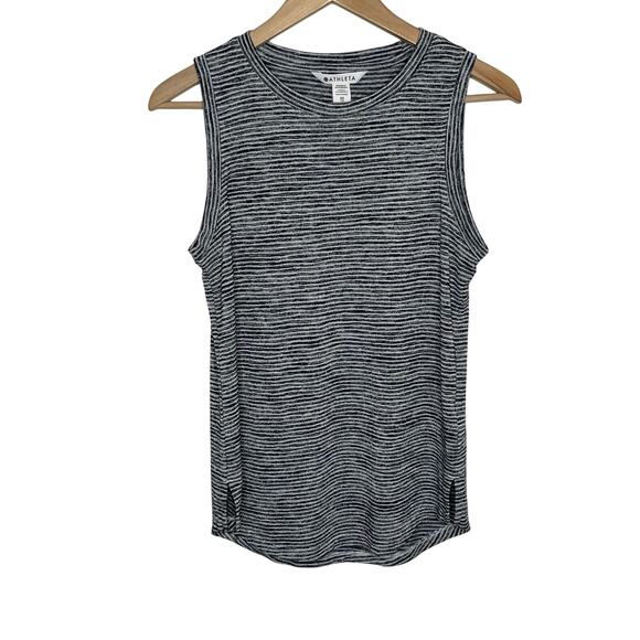 Athleta Womens Breezy Tank Top XS Gray Blue Stripe Pullover Workout 2024 Style - Picture 2 of 10